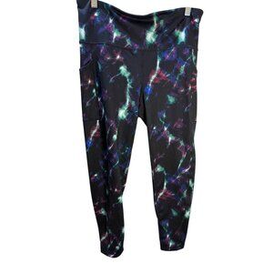 Ideology Womens Galaxy Print High-Waist Leggings With Side Pockets Size L Polyes